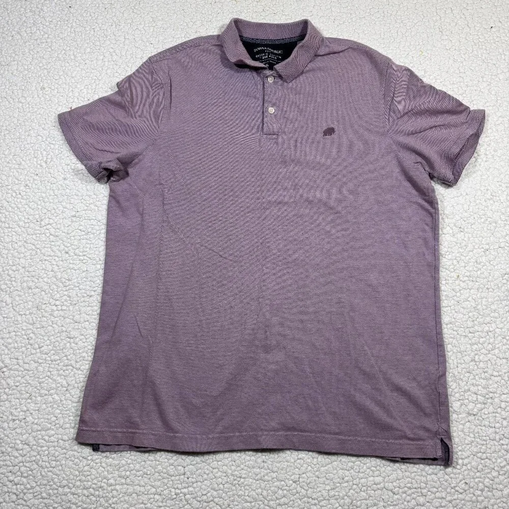 Banana Republic Organic Cotton Pique Polo Shirt Mens XL Purple Preppy Causal Dad